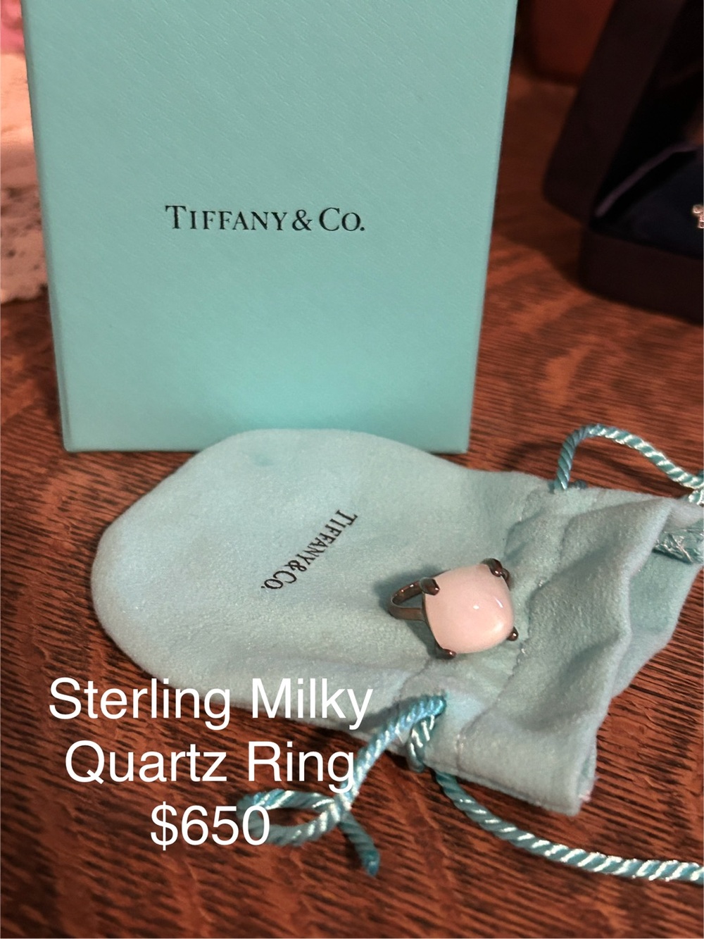 Tiffany & Co. Sterling Milky Quartz Ring
